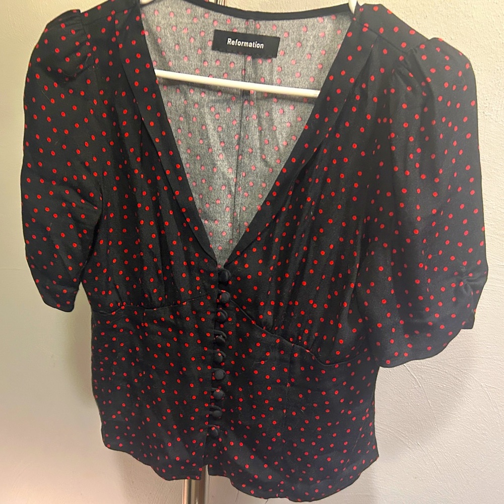 Reformation size M polka dot button up shirt.